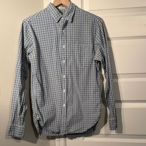 J. Crew Classic Men's Blue and Green Checkered Shirt